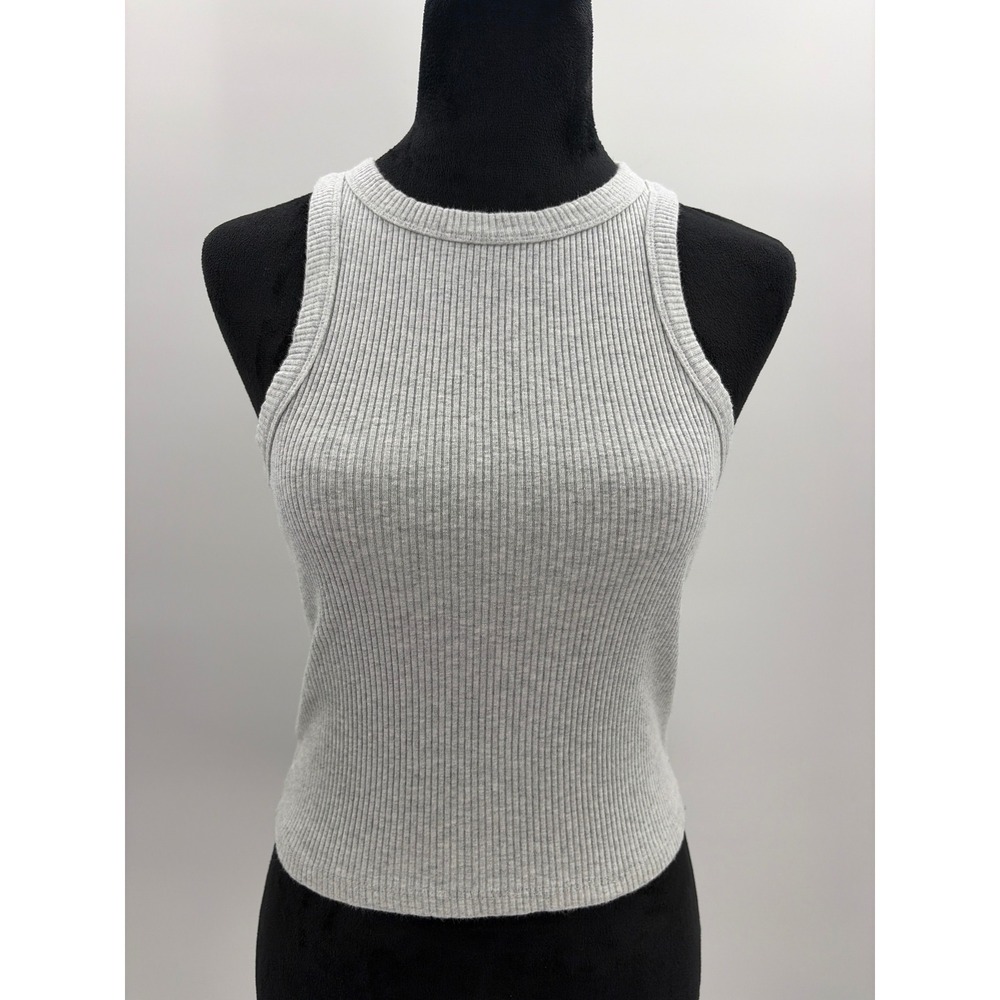 Cotton On Womens Ribbed Tank Top Heather Gray Crew Neck Sleeveless Small 2053106